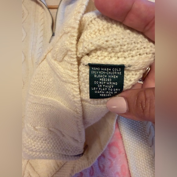 Ralph Lauren Lambs Wool Cream Cable Knit Sweater Cardigan Size: M - Picture 10 of 10